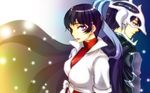  1boy 1girl black_hair breasts brother_and_sister cape judas mask purple_eyes rutee_katrea rutee_katret short_hair siblings tales_of_(series) tales_of_destiny tales_of_destiny_2 