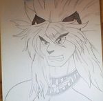  art drawing egyptian feline gyroe hair lion male mammal monochrome plain_background solo white_background 