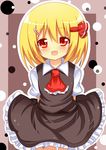  bad_id bad_pixiv_id blonde_hair bow hair_ornament hairclip highres red_eyes rumia shinekalta short_hair smile solo touhou 