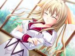  ^_^ blonde_hair closed_eyes delta! game_cg hinokidera_setsuna long_hair sapporo_momoko school_uniform smile 