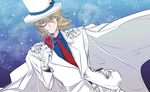  bad_id bad_pixiv_id barnaby_brooks_jr blonde_hair cape card cosplay formal gloves green_eyes hat jewelry kaitou_kid kaitou_kid_(cosplay) male_focus meitantei_conan monocle necklace ouroboros solo suit tagada tiger_&amp;_bunny top_hat white_gloves 