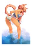  animal_ears ass bare_legs bare_shoulders bent_over blush breasts butt_crack cat_ears cat_tail chemise highres kneepits large_breasts leaning_forward legs long_hair looking_back mimosa211 open_mouth original panties pink_hair red_eyes simple_background smile solo strap_slip tail underwear wading water white_background white_panties 