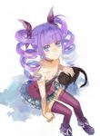  blue_eyes cat choker dress drill_hair from_above looking_up petting purple_hair shinono solo sophie_(tales) tales_of_(series) tales_of_graces thighhighs twin_drills twintails 