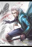  artist_name banned_artist blood blood_on_face blue_eyes devil_may_cry devil_may_cry_3 highres holding letterboxed male_focus scabbard sheath silver_hair solo sword vergil weapon yinan_cui 