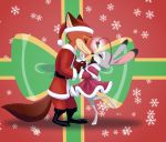  2018 absurd_res anthro canine christmas clothed clothing disney female fox fur hi_res holidays judy_hopps lagomorph male mammal nick_wilde rabbit simple_background skeletonguys-and-ragdolls zootopia 