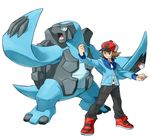  black_(pokemon) carracosta good_frog hat nintendo no_humans pokemon pokemon_(game) pokemon_bw simple_background touya_(pokemon) 