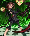  amami_haruka backless_outfit black_rock_shooter cosplay dark_haruka dead_master dead_master_(cosplay) highres holding holding_scythe idolmaster idolmaster_(classic) lyrical_denko nonowa scythe short_hair solo 