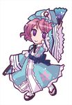  bad_id bad_pixiv_id chibi fan folding_fan hat japanese_clothes kanoue_hiji kimono lowres purple_hair saigyouji_yuyuko short_hair smile solo touhou 