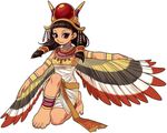  artist_request barefoot black_hair copyright_request egyptian eyeshadow headdress jewelry makeup necklace solo wings 