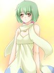  ahoge blush dress face flat_chest green_hair jewelry macross macross_frontier nakamura_kusata necklace orange_eyes ranka_lee scarf short_hair solo 