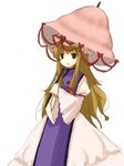  bad_id bad_pixiv_id blonde_hair brown_eyes hair_ribbon parasol ribbon solo touhou umbrella yakumo_yukari yuzuki_(yuduame) 