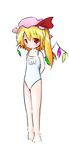  bad_id bad_pixiv_id blonde_hair flandre_scarlet highres makoto_(rabbit_and_grapes) name_tag one-piece_swimsuit red_eyes school_swimsuit solo swimsuit touhou wings 