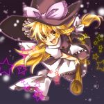  blonde_hair braid broom broom_riding hat kirisame_marisa nigo side_braid solo touhou witch_hat yellow_eyes 