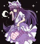  animal_ears bad_id bad_pixiv_id cat_ears hazuki_(tsukuyomi) machiko_(beard) moon purple_eyes purple_hair solo star striped striped_legwear thighhighs tsukuyomi_moonphase 