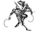  armor battle crossover dark_souls demon's_souls duel knight_lautrec_of_carim menaslg monochrome multiple_boys shotel souls_(from_software) sword weapon yurt_the_silent_chief 