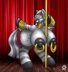  anjuneko anthrofied badgerben big_breasts breasts cutie_mark dancing equine eyes_closed female friendship_is_magic hooves huge_breasts mammal my_little_pony nipple_piercing nipples nude piercing pole pole_dancing smile solo stage stripes zebra zecora_(mlp) 