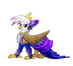  beak dress female feral friendship_is_magic gilda_(mlp) gryphon looking_at_viewer madmax my_little_pony necklace solo tiara wings yellow_eyes 