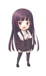  black_hair black_legwear chibi crossed_arms inu_x_boku_ss kuena long_hair open_mouth purple_eyes school_uniform shirakiin_ririchiyo solo thighhighs zettai_ryouiki 