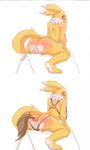  anus blush bra breasts butt buttplug buttplug_tail canine digimon female fox hindpaw invalid_tag mammal nyaongssi paws pussy renamon sex_toy solo thong underwear wooden_horse 