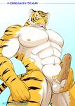  anthro balls biceps big_muscles big_penis blue_eyes body_markings cum erection feline fur leaking male mammal manya markings muscles nipples nude pecs penis pose precum solo tiger uncut vein 