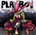  blush boots breasts cleavage clothed clothing cosplay dress english_text female gardevoir gloves hat haychel mismagius nintendo panties pok&#233;mon pok&eacute;mon red_eyes solo text underwear video_games witch_hat 