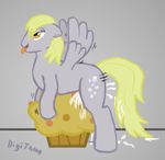  blonde_hair crossgender cum cutie_mark derpy_hooves_(mlp) digithing equine feral food friendship_is_magic hair male mammal muffin my_little_pony pegasus solo what wings 