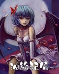  alternate_costume bad_id bad_pixiv_id bare_shoulders bat_wings dress elbow_gloves face gloves highres lips older red_eyes remilia_scarlet smile solo tafuto touhou wings 