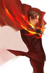  brown_hair cape facial_hair fate/zero fate_(series) fire formal goatee k-rei male_focus realistic solo suit toosaka_tokiomi 