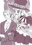  1boy 1girl 3d2y bandanna bare_shoulders bat_(symbol) braid character_doll crossed_arms doll dress earrings flower haramaki hat japanese_clothes jewelry kumacy kuraigana_island long_dress long_hair monochrome muscle one-eyed one_piece open_clothes perona pixiv_thumbnail roronoa_zoro rose sash scar short_hair stitching strapless stuffed_animal stuffed_toy tattoo teddy_bear umbrella 