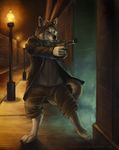  action action_pose blue_eyes brown_hair canine clothed clothing dima dog eliminate gun hair hi_res husky jacket male mammal night paws ranged_weapon shorts solo weapon 