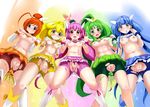  5girls aftersex aoki_reika areolae blonde_hair blue_eyes blue_hair blush breasts censored condom condom_in_mouth cum cum_in_pussy cum_inside cum_on_belly cum_on_body cum_on_breasts cum_on_clothes cum_on_leg cum_on_lower_body cum_on_pussy cum_on_upper_body cumdrip cure_beauty cure_happy cure_march cure_peace cure_sunny double_v dripping female filled_condom green_eyes green_hair hair_ornament happy hino_akane hino_akane_(smile_precure!) hoshizora_miyuki kise_yayoi lactation long_hair looking_down medium_breasts midorikawa_nao mouth_hold multiple_girls navel nipples open_mouth orange_eyes orange_hair peace peace_sign pink_eyes pink_hair precure presenting pubic_hair pussy pussy_juice saliva shoes shorts skirt small_breasts smile smile_precure! standing take_your_pick teeth tongue topless used_condom v vagina very_long_hair yellow_eyes yukimaro_yukkii 