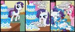 blue_eyes cake comic cutie_mark dialog dialogue english_text equine female feral food friendship_is_magic hair horn horse icing madmax mammal my_little_pony overweight pink_hair pinkie_pie_(mlp) pony purple_hair rarity_(mlp) text unicorn 