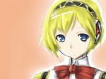  aegis_(persona) android bad_id bad_pixiv_id blonde_hair blue_eyes bow headphones pazma persona persona_3 short_hair smile solo upper_body 