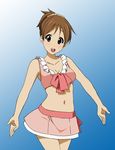  bikini bikini_skirt brown_eyes brown_hair fukuoka_katsumi hirasawa_ui k-on! ponytail short_hair solo swimsuit 