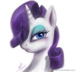  equine eyeshadow female feral friendship_is_magic fur horn horse looking_at_viewer makeup mammal my_little_pony pony raikoh-illust raikoh14 rarity_(mlp) solo unicorn white_fur 