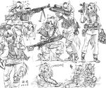  :3 clone defibrillator fireman's_carry grenade_launcher greyscale gun h&amp;k_mp5k heckler_&amp;_koch highres inubashiri_momiji lleu machine_gun military_operator monochrome multiple_girls pkm shell_casing sketch steyr_tmp submachine_gun touhou weapon xm25 