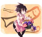  apron bad_id bad_pixiv_id black_hair disgaea makai_senki_disgaea_4 male_focus mittens pointy_ears pot prinny red_eyes tsukiko_(meltdown) valvatorez_(disgaea) 