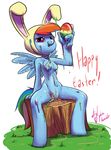  animal_ears anthro anthrofied atryl breasts easter easter_egg english_text equine female friendship_is_magic hair holidays horse mammal multi-colored_hair my_little_pony nipples pegasus pony purple_eyes pussy pussy_juice rabbit_ears rainbow_dash_(mlp) solo text wing_boner wings 