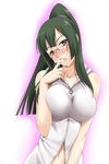  blush breasts cum glasses green_hair large_breasts nichi_keito ponytail star_driver 