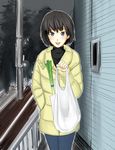  amagami bad_id bad_pixiv_id bag black_eyes black_hair bob_cut casual coat denim groceries grocery_bag hand_in_pocket house jeans nanasaki_ai night pants porch railing saitou_shouki shopping_bag short_hair smile solo spring_onion tree turtleneck 