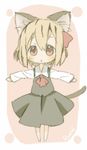  animal_ears blonde_hair cat_ears cat_tail chibi dress_shirt miyachi_(qqm32xk9) outstretched_arms red_eyes rumia shirt skirt solo spread_arms tail touhou 