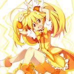  :o arms_up bike_shorts blonde_hair bow bowtie brooch brown_choker choker cure_peace double_v full_body hair_flaps hair_ornament hairpin jewelry kise_yayoi long_hair magical_girl open_mouth precure shoes shorts shorts_under_skirt sitting skirt smile_precure! solo taicho128 v wavy_mouth wrist_cuffs yellow yellow_bow yellow_eyes yellow_shorts yellow_skirt 