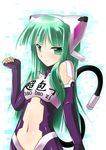  1girl animal_ears cat_ears cat_tail green_eyes green_hair karakuri_chachamaru mahou_sensei_negima! navel robot_girl tail 