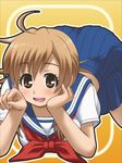  1girl awa blonde_hair blush brown_eyes mizuno_kaede nyan_koi nyan_koi! open_mouth paw_pose school_uniform skirt 