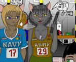  blue_eyes cat contest feline female gun mammal military navy ranged_weapon shoot war weapon yellow_eyes 