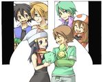  3boys 3girls black_hair blue_eyes blue_hair brown_eyes brown_hair child dawn green_eyes green_hair haruka_(pokemon) hat hikari_(pokemon) kasumi_(pokemon) kengo_(pokemon) kenny_(pokemon) multiple_boys multiple_girls pokemon pokemon_(anime) pokemonsatoshi_(pokemon) satoshi_(pokemon) shuu_(pokemon) 