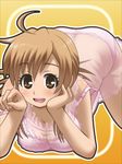  1girl awa blonde_hair blush bra brown_eyes mizuno_kaede nyan_koi nyan_koi! open_mouth panties paw_pose pink_bra pink_panties underwear 