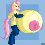  anthro anthrofied big_breasts big_nipples breasts cute cutie_mark equine female fluttershy_(mlp) friendship_is_magic gloves hooves huge_breasts hyper hyper_breasts legwear looking_at_viewer mammal my_little_pony nipples pegasus solo stockings wings 