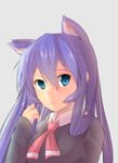  acchi_kocchi animal_ears blue_hair cat_ears green_eyes long_hair magister_(medical_whiskey) miniwa_tsumiki school_uniform solo upper_body 