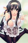  absurdres apron black_hair breasts highres large_breasts long_hair minazuki_haruka miwa_fuzuki sakura_tale tongue wet 